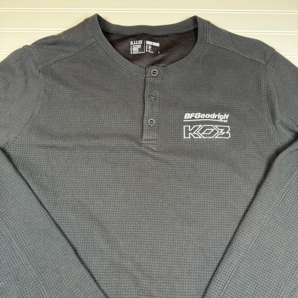 5.11 Tactical BFGoodrich Tires KO3 Henley Shirt Mens Large Black Waffle EUC - Picture 6 of 6